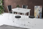 Smart Mutfak Masa 2 Sandalye 2 Tabure Set 60x90cm - 3