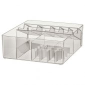 Çekmece İçi Makyaj Düzenleyici 32x28x10 cm IKEA Makyaj Organizeri Füme Renk Bölmeli Kutu - 4