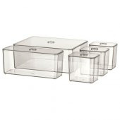 5 Parça Kutu Seti, Füme Renk IKEA Makyaj-Takı-Kozmetik Düzenleme Kutusu 24x20x10cm - 4