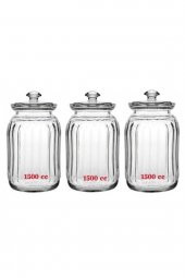 Paşabahçe Viva Cam Kavanoz 1500 Cc X 3 Adet  96394 (silikon Kapaklı) - 1