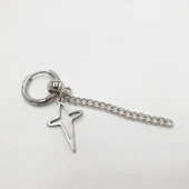 Uzun Yıldız Ve Zincirli Erkek Çelik Küpe - 4