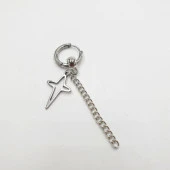 Uzun Yıldız Ve Zincirli Erkek Çelik Küpe - 5