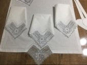 Finezza Batik Gümüş Dantelli Pamuk Kumaş Beyaz Mutfak Takımı 17 Parça - 442 - 4