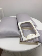 Finezza Flora Pamuk Saten Açık Gri  Çarşaf & Yastık Takımı 3 Parça - 667 thumbnail 4