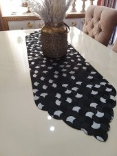 Finezza Mihrimah İstiridye Desen Jakar Lazer Kesim Siyah Gri Runner 140 cm - 840 - 1