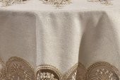 Finezza Royal Dantelli Keten Bej Sofra Takımı 8 kşl. Yuvarlak 180cm 17Prç. - 933 thumbnail 6