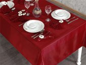 Finezza Kristal Monoray Kumaş Kırmızı Sofra Takımı 8 Kşl. 160x220cm 17Prç. - 722 - 2