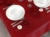 Finezza Kristal Monoray Kumaş Kırmızı Sofra Takımı 8 Kşl. 160x220cm 17Prç. - 722 - 4