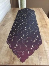 Finezza Sarmaşık Nakışlı Bordo Saten Runner 40x140 cm - 760 thumbnail 2