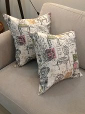 Finezza Country Baskılı Duck Kumaş Krem Kırlent 45*45 cm İkili - 490 - 1