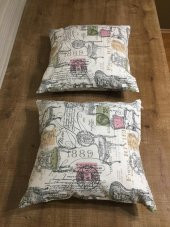 Finezza Country Baskılı Duck Kumaş Krem Kırlent 45*45 cm İkili - 490 - 2
