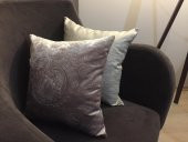Finezza Linen Keten Gümüş&Antik Baskılı Kadife Kırlent Vizon 45x45cm 2.li - 556 - 1