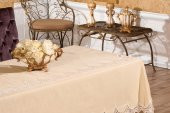 Finezza Carmen Bambu Poly. Güpürlü Bej Masa Örtüsü 170x240cm Runner 2 Prç. - 425 - 5