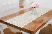 Finezza Melisa Damask Baskılı Duck Kumaş Krem/Gold Runner 40*140 cm - 501 - 2