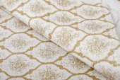 Finezza Melisa Damask Baskılı Duck Kumaş Krem/Gold Runner 40*140 cm - 501 - 6