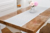 Finezza Melisa Damask Baskılı Duck Kumaş Krem/Gri Runner 40*140 cm - 502 - 2