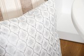 Finezza Melisa Damask Baskılı Duck Kumaş Gümüş Kırlent 45*45 cm  - 525 - 7