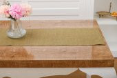 Finezza Linen Baskılı Pamuk/Keten Haki Runner 40*140 cm - 948 - 4