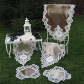 Finezza Öykü Aplikeli Güpürlü Kadife Kahve Salon Takımı 5 Parça - 660 - 1