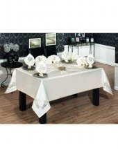 Finezza Anjelica Güpürlü Monoray Krem Sofra Takımı 12 Kşl. 170x330cm 25Prç.- 335 - 1