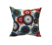 Finezza Geometrik Çiçek Baskılı Duck Pamuk Kumaş Krem Kırlent 45*45 cm  - 796 - 1