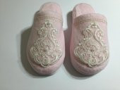 Finezza Bride Pamuk İncili Aplikeli  Pudra Havlu Terlik 38-40 numara - 789 - 1