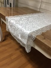 Finezza Beste Güpürlü & Damask Jakar Simli Kumaş Krem Runner 140 cm - 494 - 2
