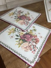 Finezza Gardenya Pamuk Çiçek Baskılı Kumaş Krem Runner Kırlent Seti 3 Prç. - 650 thumbnail 7