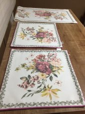 Finezza Gardenya Pamuk Çiçek Baskılı Kumaş Krem Runner Kırlent Seti 3 Prç. - 650 thumbnail 8
