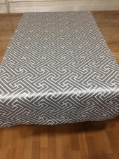Finezza Labirent Geometrik Desenli jakar Kumaş Gri/Ekru Runner 40*140 cm - 83 - 1