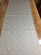 Finezza Labirent Geometrik Desenli jakar Kumaş Gri/Ekru Runner 40*140 cm - 83 - 2