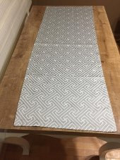Finezza Labirent Geometrik Desenli jakar Kumaş Gri/Ekru Runner 40*140 cm - 83 - 3