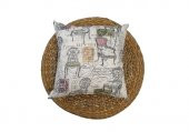 Finezza Country Baskılı Duck Kumaş Krem Kırlent 45*45 cm  - 782 - 2