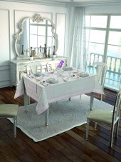Finezza Duru Güpürlü Etamin Krem Pudra Sofra Takımı 8 kşl. 160x230cm 18Prç.- 140 - 1