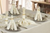 Finezza Cennet Dantelli Keten Bej Sofra Takımı 8 kişilik 160x230cm 17 Prç.- 172 - 7