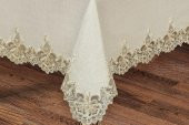 Finezza Cennet Dantelli Keten Bej Sofra Takımı 8 kişilik 160x230cm 17 Prç.- 172 - 2