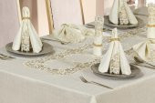 Finezza Cennet Dantelli Keten Bej Sofra Takımı 8 kişilik 160x230cm 17 Prç.- 172 - 4