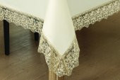 Finezza Lydia Güpürlü Krep Kumaş Krem/Bej Masa Örtüsü 170x230 cm - 863 - 3