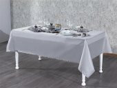 Finezza Kristal Monoray Kumaş Gri Sofra Takımı 8 Kişilik 160x220 cm 17Prç. - 727 - 1