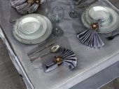 Finezza Kristal Monoray Kumaş Gri Sofra Takımı 8 Kişilik 160x220 cm 17Prç. - 727 - 3