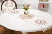 Finezza Frame Pamuk Duck Baskılı Kumaş Krem/Bej Runner&Kırlent Seti 3 Parça - 57 - 4