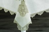 Finezza Venüs Dantelli Keten Bej Sofra Takımı 8 kişilik 160x230cm 17 Prç. - 165 - 6