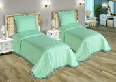 Finezza Tulip Polyester Pamuk Şönil Mint Yatak örtüsü Tek Kişilik 2 Parça - 631 - 1