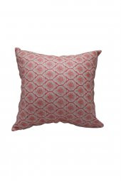Finezza Melisa Damask Baskılı Duck Kumaş kırmızı Kırlent 45*45 cm  - 808 - 2