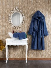 Finezza Luna 100 Pamuk Bornoz Seti Lacivert 3 Parça - 806 - 1