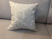 Finezza Keten Yaprak Baskılı Pamuklu Kumaş Krem/Bej Kırlent 45*45 cm  - 785 - 1