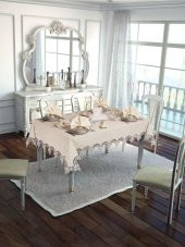 Finezza Ahsen Dantelli Etamin Bej Sofra Takımı 8 Kşl. 170x230 cm 17 Parça - 297 - 1