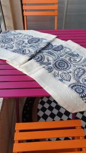 Finezza Ela Etnik Baskılı Duck Kumaş Krem/Renkli Runner 50*150 cm - 96 - 2