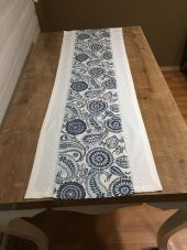 Finezza Ela Etnik Baskılı Duck Kumaş Krem/Renkli Runner 50*150 cm - 96 - 4