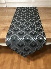 Finezza Mihrimah Jakar Kumaş Lazer Kesim Siyah/Gri Runner 140 cm - 928 - 1